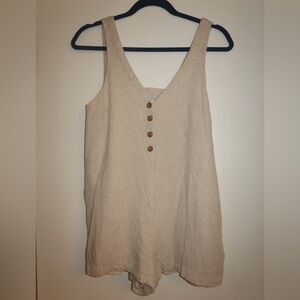 Sleeveless Beige Button-Front Women's Top